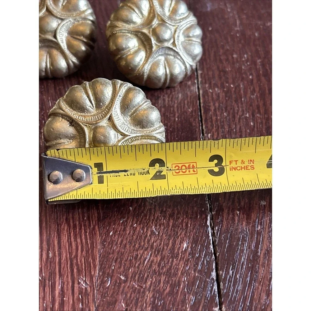 Vintage Brass Drawer Knobs Set of 6 Floral Cabinet Hardware 2
